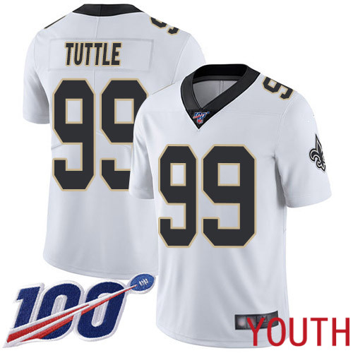 New Orleans Saints Limited White Youth Shy Tuttle Road Jersey NFL Football 99 100th Season Vapor Untouchable Jersey